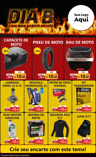 Modelo de Encarte para Encarte Grande com o tema Dia B para Moto peças