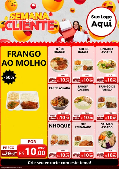 Modelo de Encarte para Encarte A4 Vertical com o tema Semana do Cliente para Restaurante