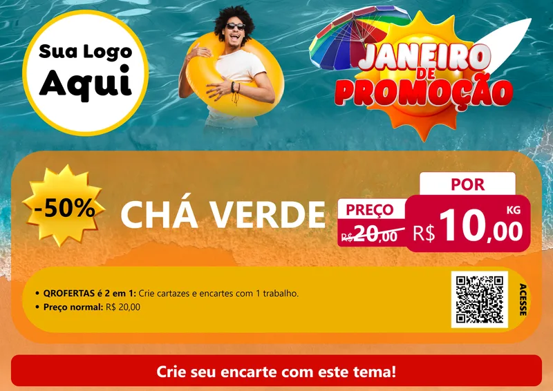 Modelo de Cartaz para Cartaz A4 Horizontal com o tema Janeiro de Promoção para Produtos Naturais
