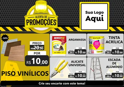 Modelo de Encarte para Encarte A4 Horizontal com o tema Alerta de Promoções para Material para Construção