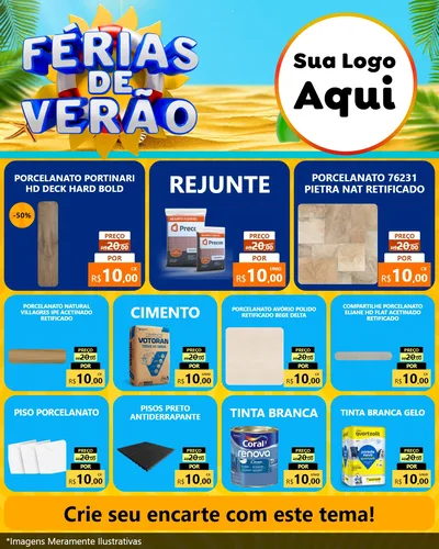 Modelo de Rede Social para Feed Instagram com o tema Férias de Verão para Pisos e revestimentos