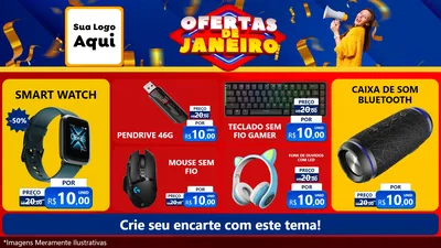 Modelo de TV para TV Horizontal com o tema Ofertas de Janeiro para Informática