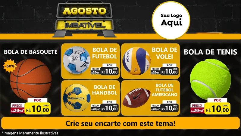 Modelo de TV para TV Horizontal com o tema Agosto Imbatível para Artigos Esportivos
