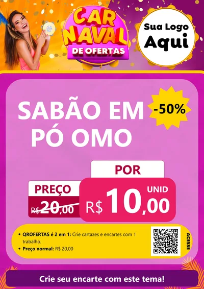 Modelo de Cartaz para Cartaz A4 Vertical com o tema Carnaval de Ofertas para Produtos de Limpeza