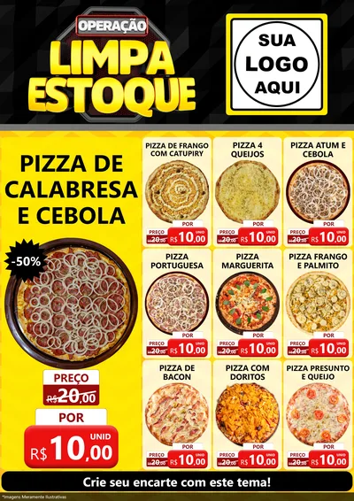Modelo de Encarte para Encarte A4 Vertical com o tema Operação Limpa Estoque para Pizzaria