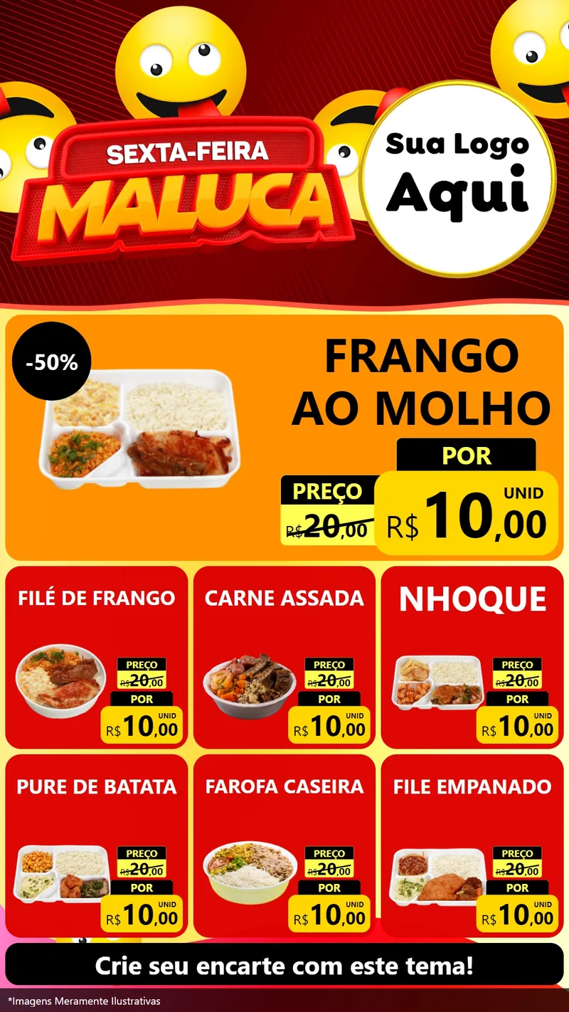 Modelo de Rede Social para Stories com o tema Sexta-feira Maluca para Restaurante