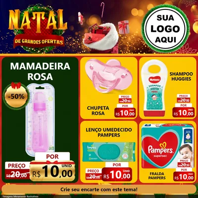 Modelo de Rede Social para Feed Facebook com o tema Natal de Grandes Ofertas para Bebês