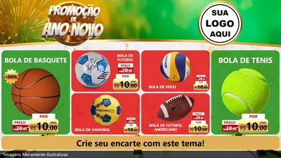 Modelo de TV para TV Horizontal com o tema Promoção de Ano Novo para Artigos Esportivos