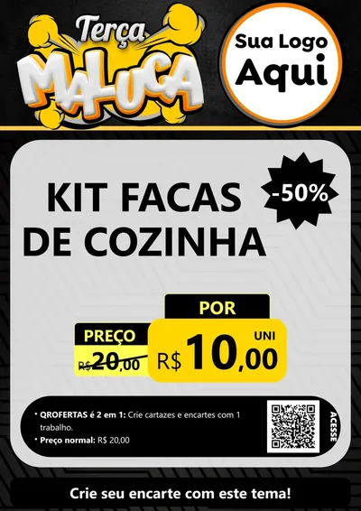 Modelo de Cartaz para Cartaz A4 Vertical com o tema Terça Maluca para Utilidades Domésticas