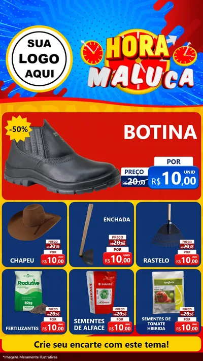 Modelo de Rede Social para Stories com o tema Hora Maluca para Agropecuária