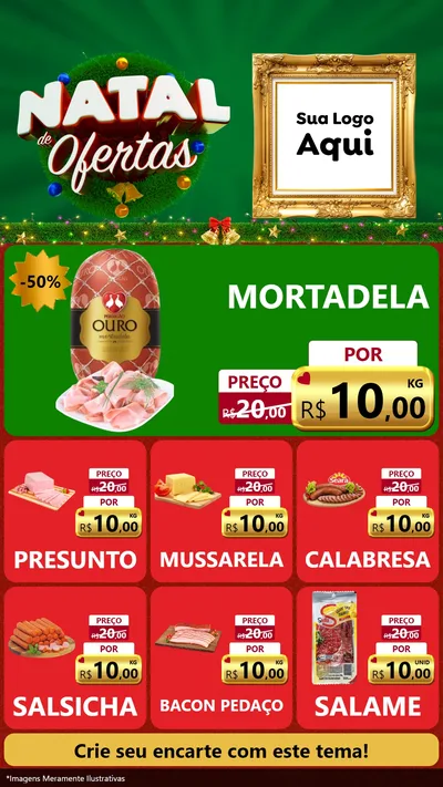 Modelo de Rede Social para Stories com o tema Natal de Ofertas para Frios e Laticínios