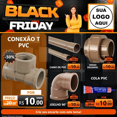 Modelo de Rede Social para Feed Facebook com o tema Black Friday para Tubos e conexões