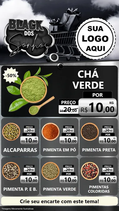 Modelo de Rede Social para Stories com o tema Black dos Sonhos para Produtos Naturais