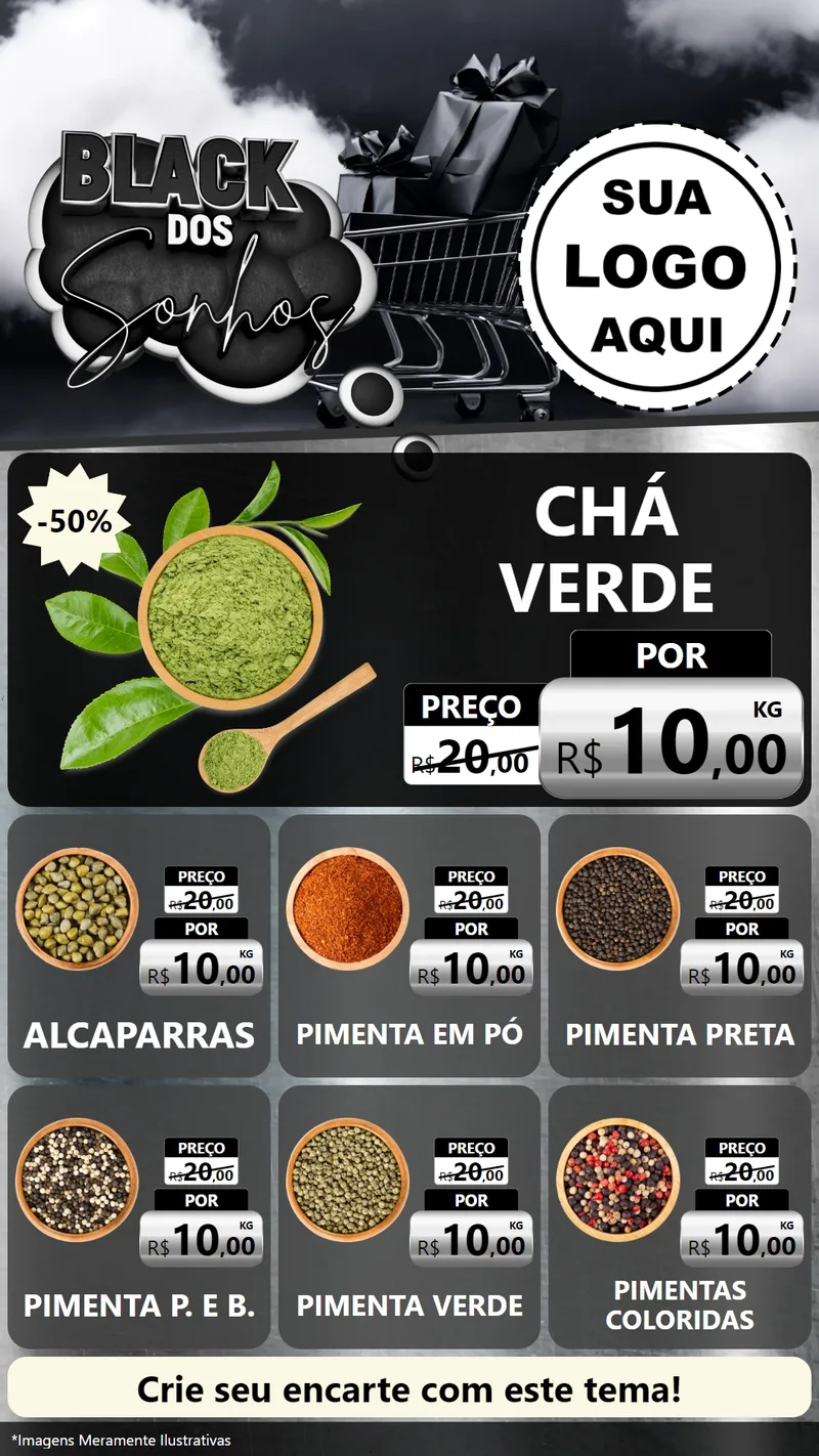 Modelo de Rede Social para Stories com o tema Black dos Sonhos para Produtos Naturais