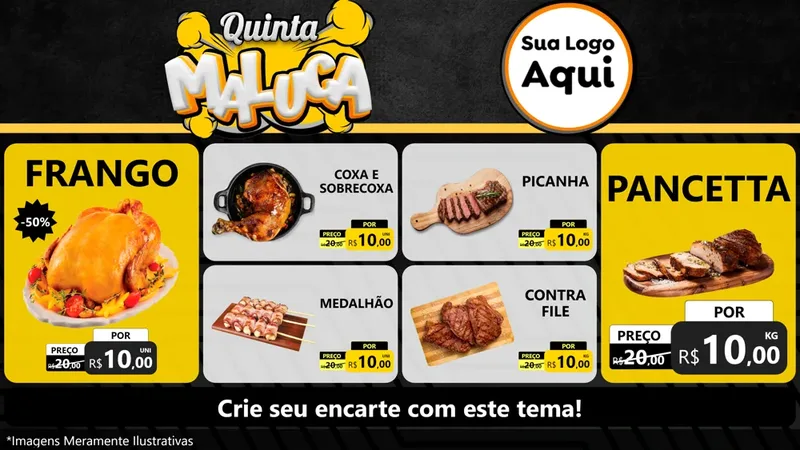 Modelo de TV para TV Horizontal com o tema Quinta Maluca para Assados