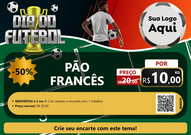 Modelo de Cartaz para Cartaz A4 Horizontal com o tema Dia Do Futebol para Padaria
