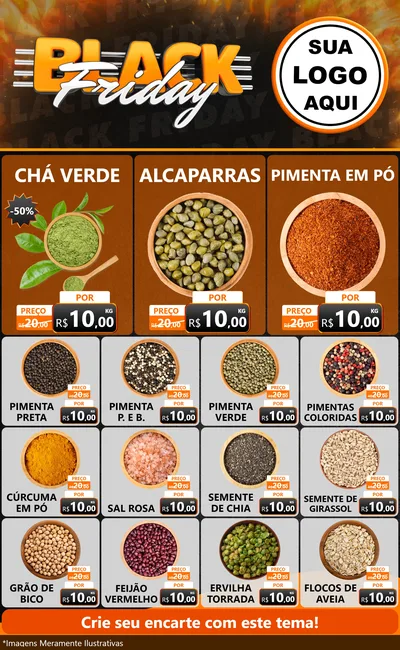 Modelo de Encarte para Encarte Grande com o tema Black Friday para Produtos Naturais