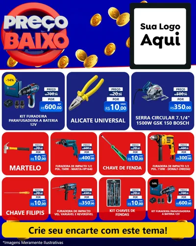 Modelo de Rede Social para Feed Instagram com o tema Preço Baixo para Maquinas e Ferramentas