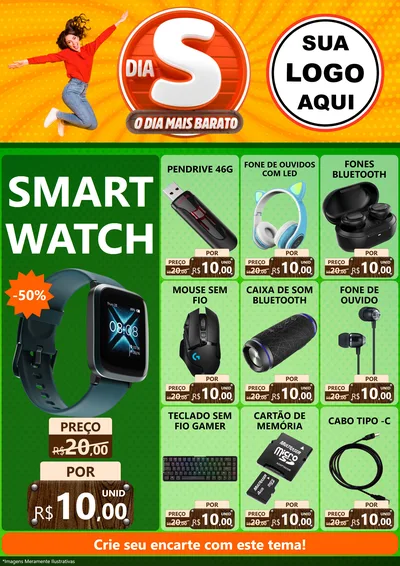 Modelo de Encarte para Encarte A4 Vertical com o tema Dia S - O Dia Mais Barato para Informática