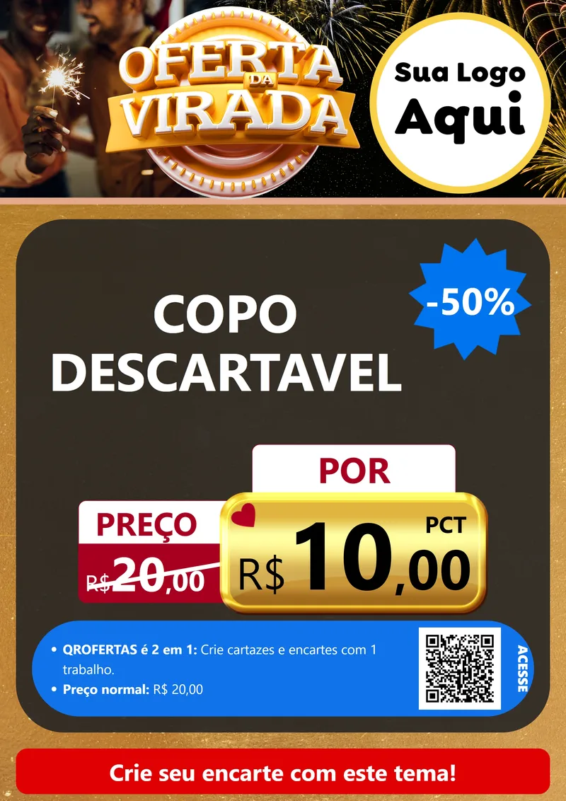 Modelo de Cartaz para Cartaz A4 Vertical com o tema Oferta da Virada para Embalagens