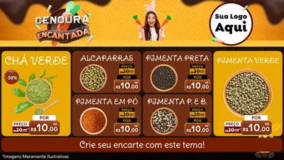 Modelo de TV para TV Horizontal com o tema Cenoura Encantada - Páscoa para Produtos Naturais