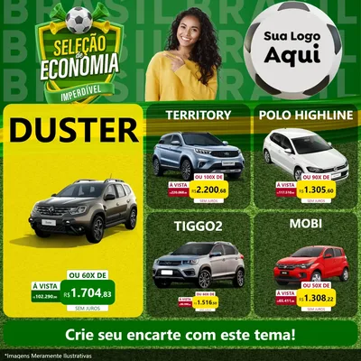 Modelo de Rede Social para Feed Facebook com o tema Seleção de Economia - Copa para Concessionaria de Carros