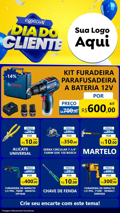 Modelo de Rede Social para Stories com o tema Especial Dia do Cliente para Maquinas e Ferramentas