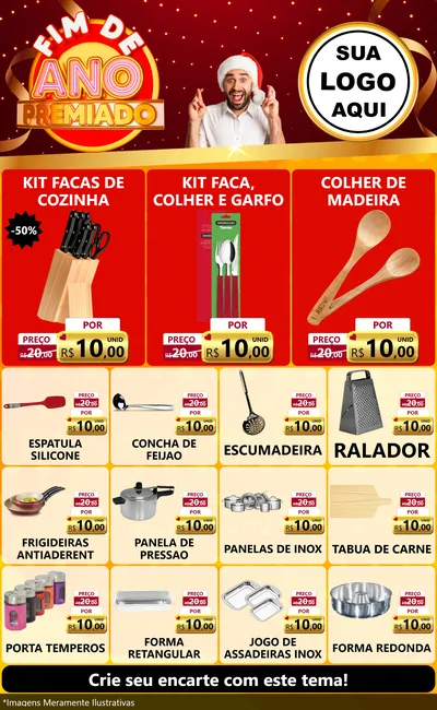 Modelo de Encarte para Encarte Grande com o tema Fim de Ano Premiado para Utilidades Domésticas