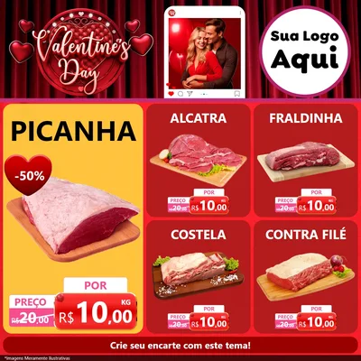 Modelo de Rede Social para Feed Facebook com o tema Valentine's Day para Açougue