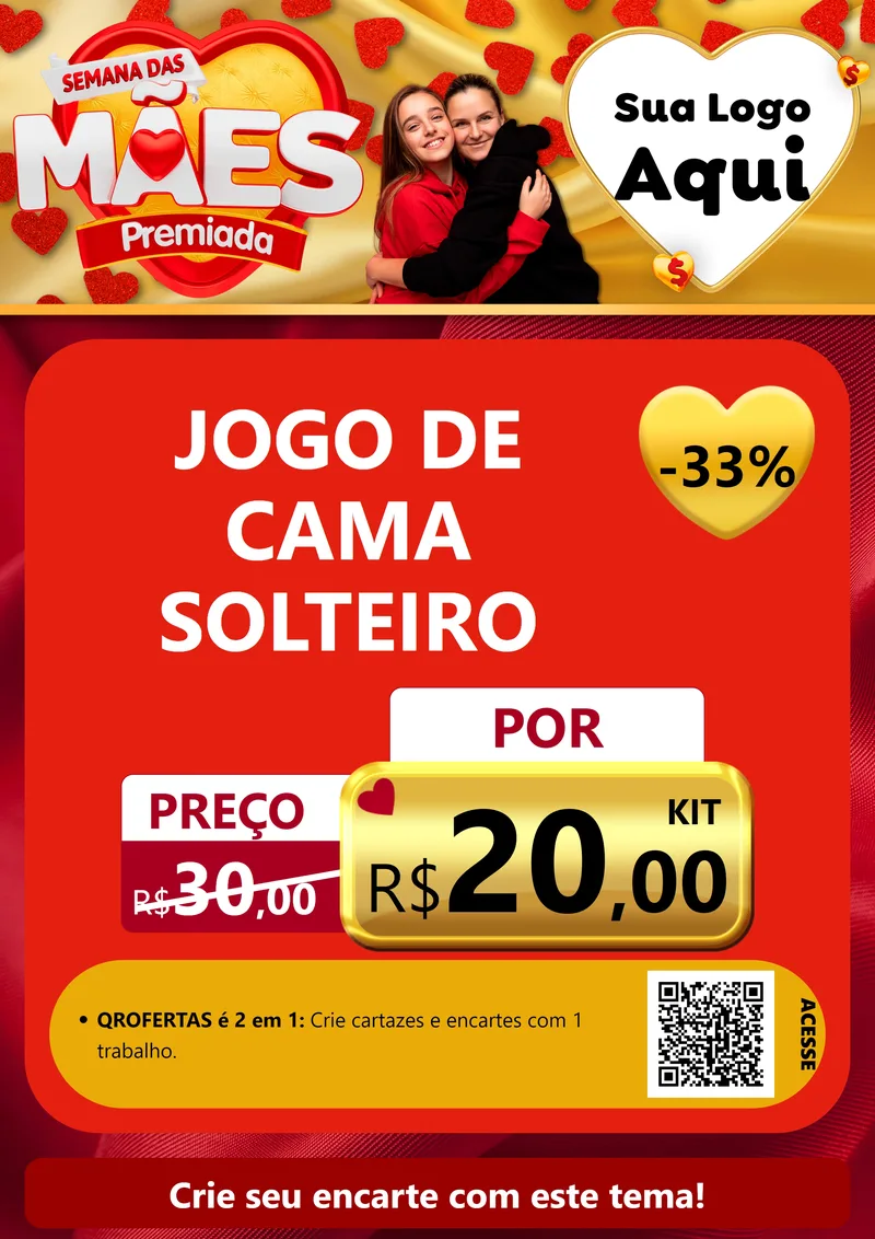 Modelo de Cartaz para Cartaz A4 Vertical com o tema Semana das Mães Premiada para Cama, Mesa e Banho