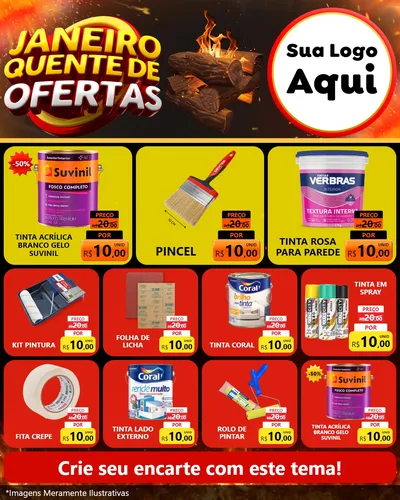 Modelo de Rede Social para Feed Instagram com o tema Janeiro Quente de Ofertas para Tintas e Ferramentas