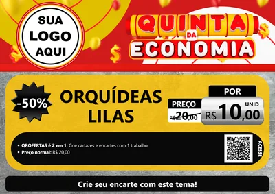 Modelo de Cartaz para Cartaz A4 Horizontal com o tema Quinta da Economia para Floricultura e jardim