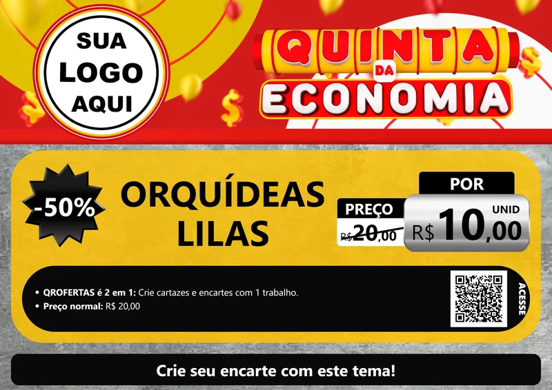 Modelo de Cartaz para Cartaz A4 Horizontal com o tema Quinta da Economia para Floricultura e jardim