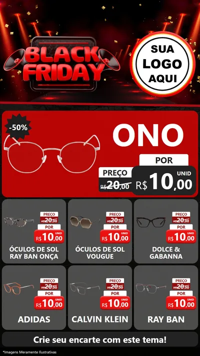 Modelo de Rede Social para Stories com o tema Black Friday para Óticas