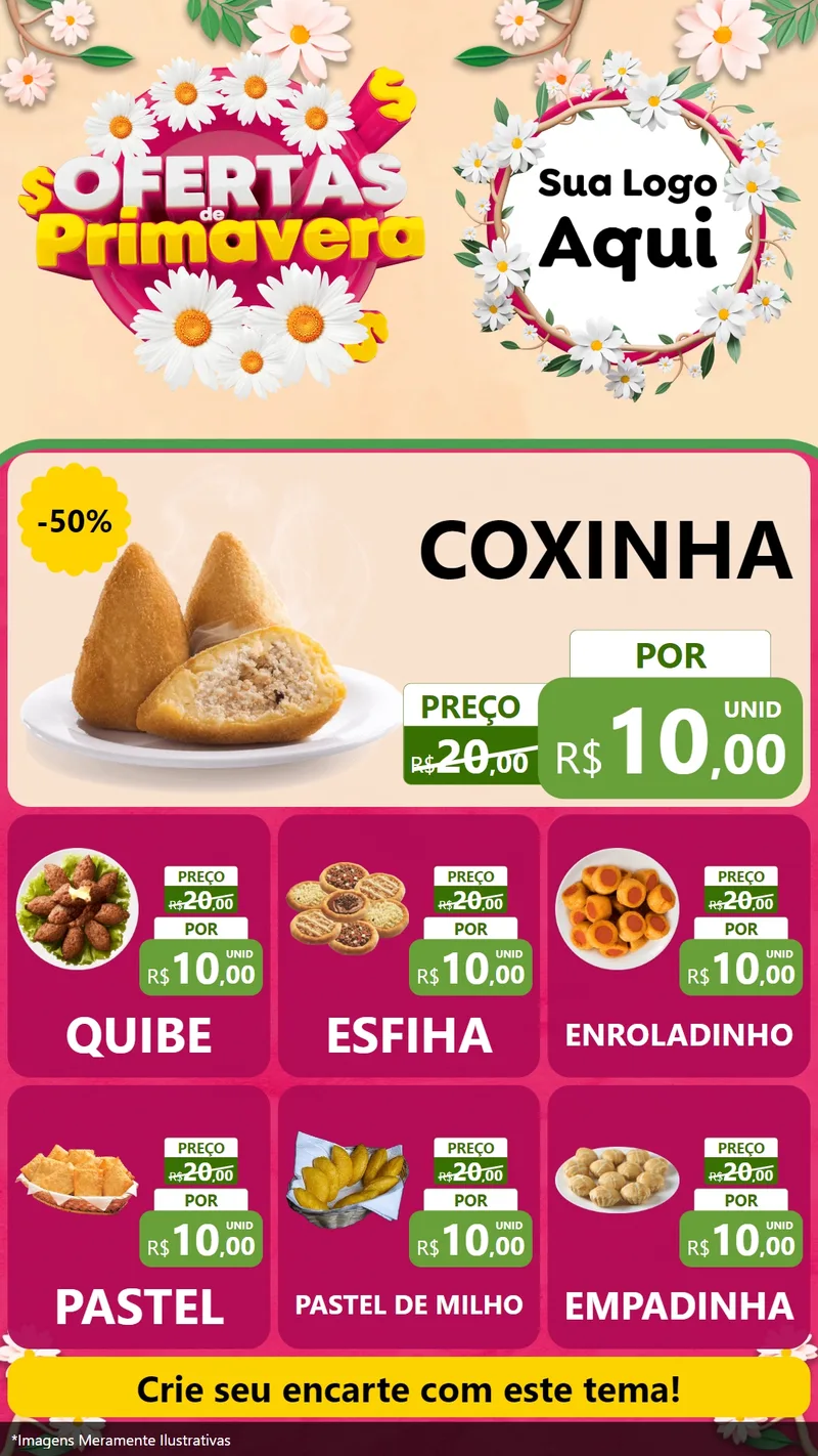 Modelo de Rede Social para Stories com o tema Ofertas de Primavera para Salgadaria