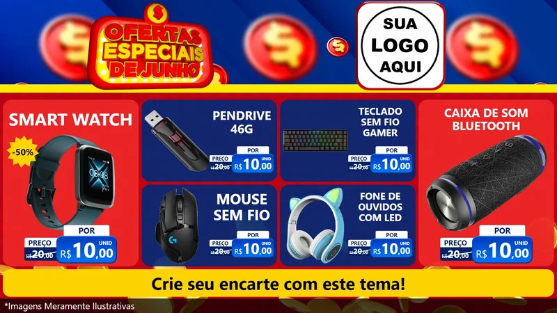 Modelo de TV para TV Horizontal com o tema Ofertas Especiais de Junho para Informática