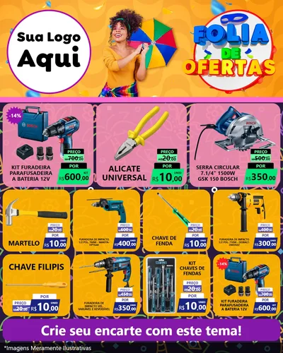 Modelo de Rede Social para Feed Instagram com o tema Folia de Ofertas para Maquinas e Ferramentas