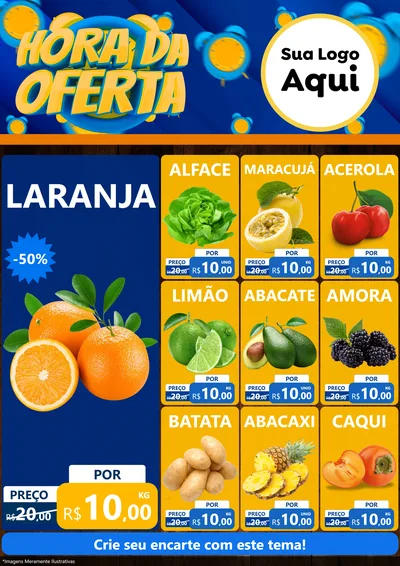 Modelo de Encarte para Encarte A4 Vertical com o tema Hora da Oferta para Hortifrúti