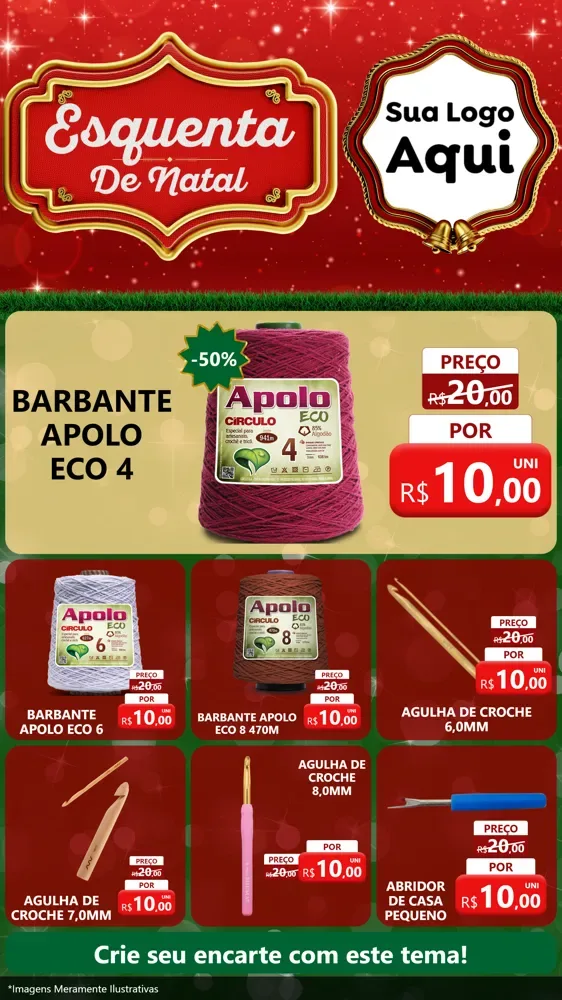 Modelo de Rede Social para Stories com o tema Esquenta de Natal para Armarinho e Aviamentos