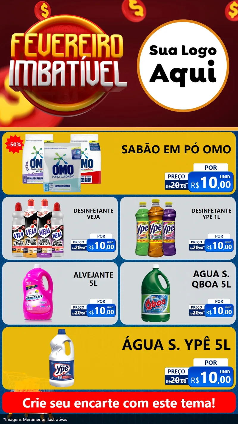Modelo de TV para TV Vertical com o tema Fevereiro Imbatível para Produtos de Limpeza