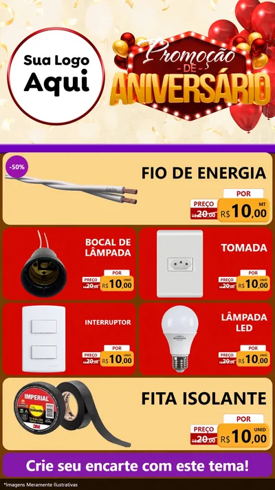 Modelo de TV para TV Vertical com o tema Promoção de Aniversário para Materiais Elétricos