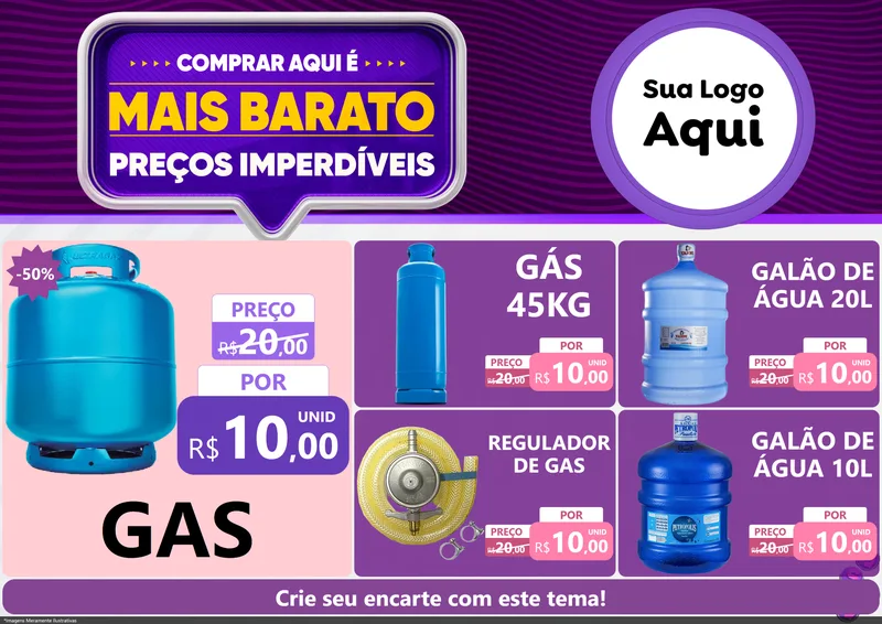 Modelo de Encarte para Encarte A4 Horizontal com o tema Mais Barato para Água e gás