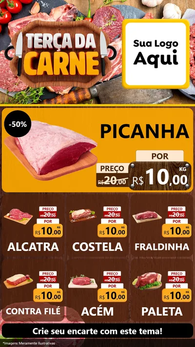 Modelo de Rede Social para Stories com o tema Terça da Carne para Açougue