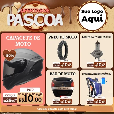 Modelo de Rede Social para Feed Facebook com o tema Ofertas de Páscoa para Moto peças