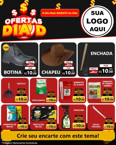 Modelo de Rede Social para Feed Instagram com o tema Ofertas Dia D para Agropecuária