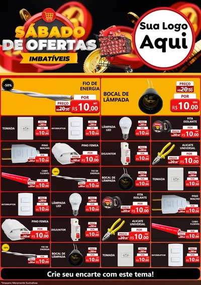 Modelo de Encarte para Encarte A4 Vertical com o tema Sábado de Ofertas Imbatíveis para Materiais Elétricos