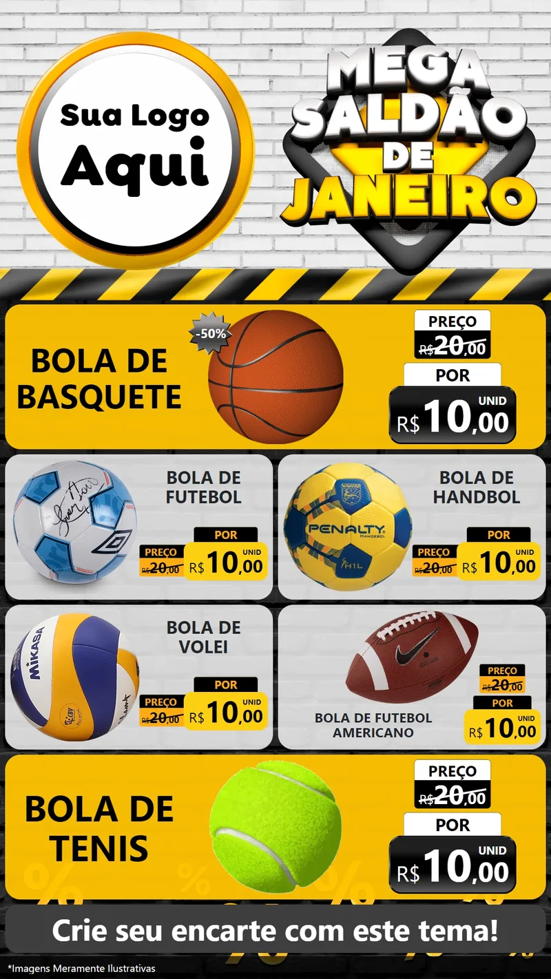 Modelo de TV para TV Vertical com o tema Mega Saldão de Janeiro para Artigos Esportivos