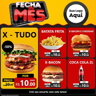 Modelo de Rede Social para Feed Facebook com o tema Fecha Mês para Hamburgueria
