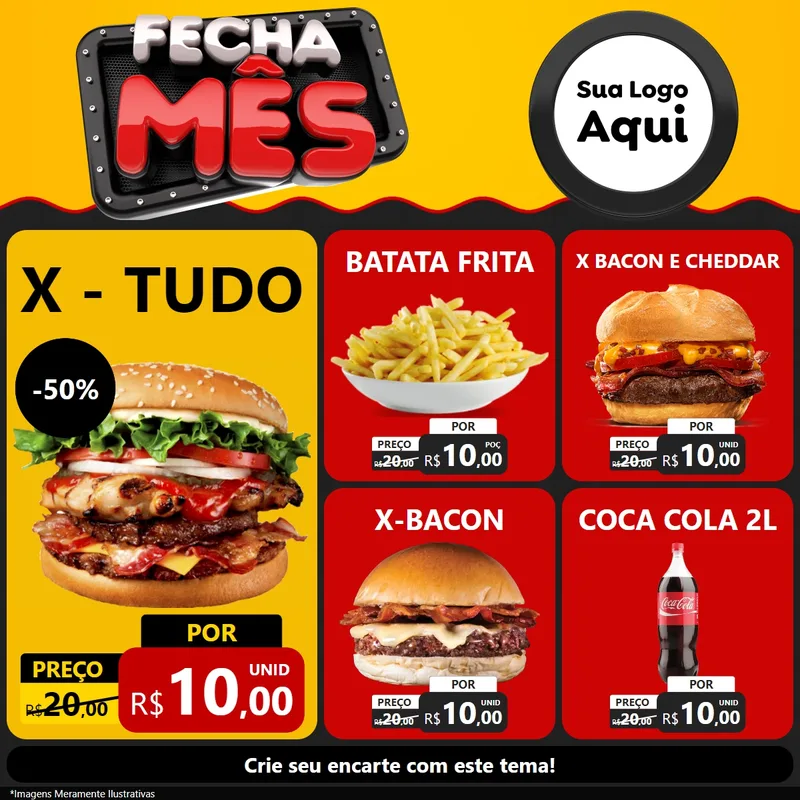 Modelo de Rede Social para Feed Facebook com o tema Fecha Mês para Hamburgueria
