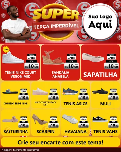 Modelo de Rede Social para Feed Instagram com o tema Super Terça Imperdível para Calçados